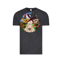 Vintage Black Christmas Charolais Calf Black Angus Bull And Roos Vintage Tee - RanaPortraitStore
