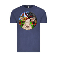 Vintage Denim Christmas Charolais Calf Black Angus Bull And Roos Vintage Tee - RanaPortraitStore