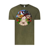 Vintage Olive Christmas Charolais Calf Black Angus Bull And Roos Vintage Tee - RanaPortraitStore