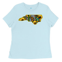 Baby Blue Western North Carolina Map Sunflower Ladies Tee - Bettercallsaul