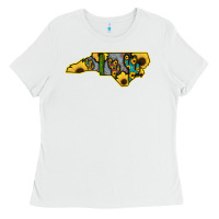 White Western North Carolina Map Sunflower Ladies Tee - Bettercallsaul