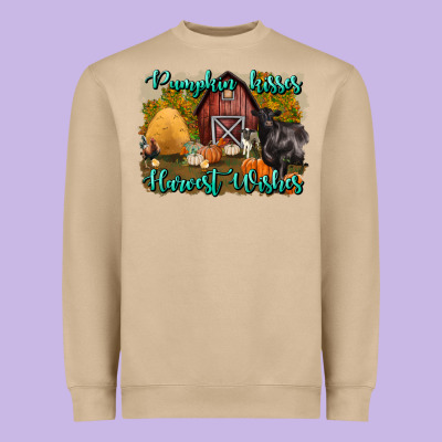 Pumpkin Kisses Harvest Wishes Heavyweight Sweatshirt Designed By Bundleandbundleshop