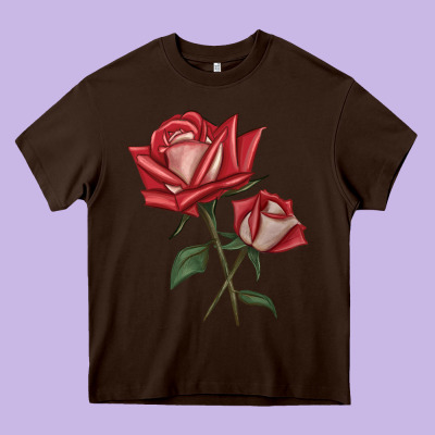 Love Rose Heavy Core Tee Designed By Lillyallendesigns
