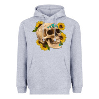 Heather Grey skull flowers and gemstone Heavyweight Hoodie - Artiststas