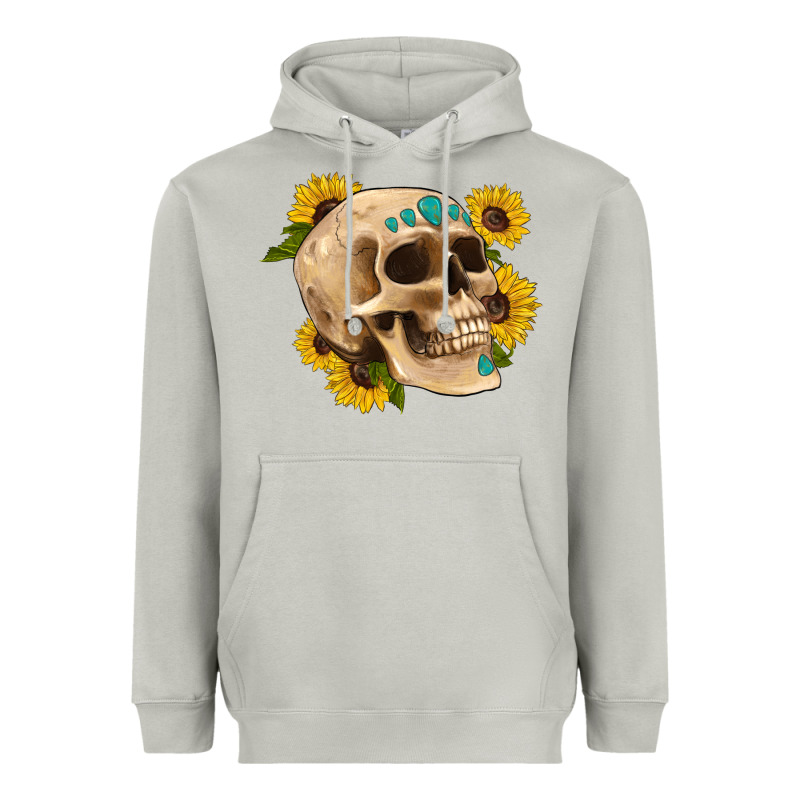 Skull Flowers And Gemstone Heavyweight Hoodie by Artiststas | Teevron