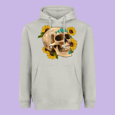 Skull Flowers And Gemstone Heavyweight Hoodie Designed By Artiststas