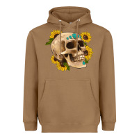 Toasted Coconut skull flowers and gemstone Heavyweight Hoodie - Artiststas
