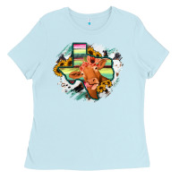 Baby Blue Western Texas Flag Cow Portrarit Ladies Tee - Bettercallsaul
