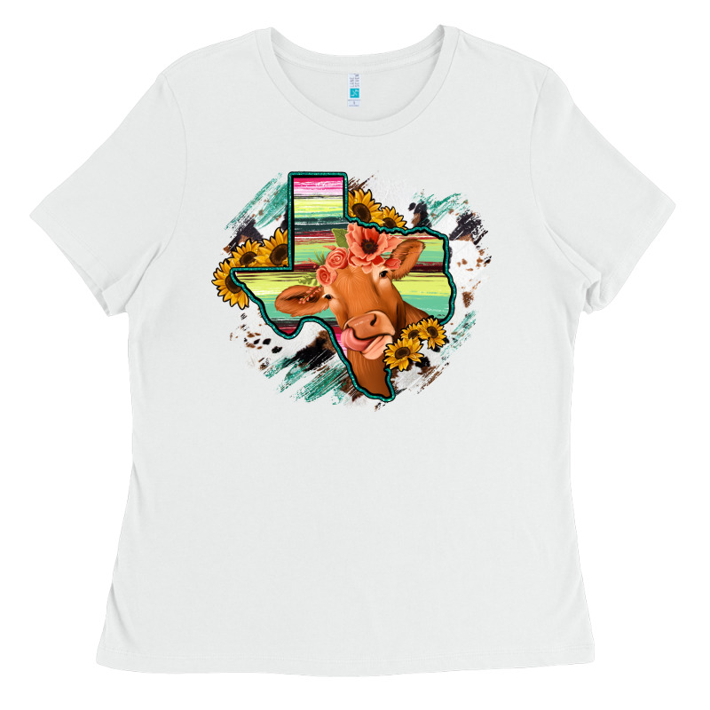 Western Texas Flag Cow Portrarit Ladies Tee by Bettercallsaul | Teevron