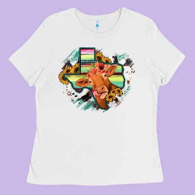 Western Texas Flag Cow Portrarit Ladies Tee Designed By Bettercallsaul
