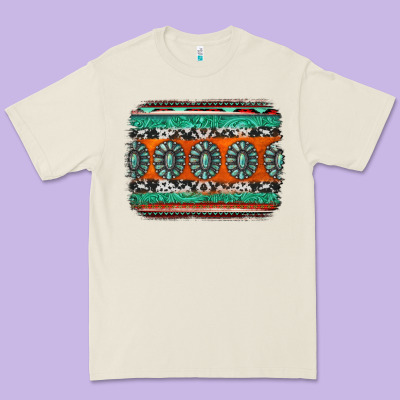 Turquoise Western Background Premium Tee Designed By Jasminsmagicworld