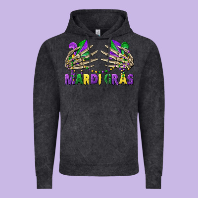 Mardi Gras Skeleton Hands Vintage Hoodie Designed By Cowgirlartshop