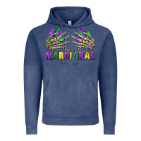 Vintage Denim mardi gras skeleton hands Vintage Hoodie - CowGirlArtShop