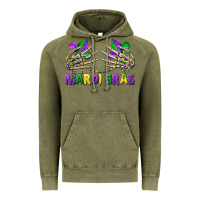 Vintage Olive mardi gras skeleton hands Vintage Hoodie - CowGirlArtShop