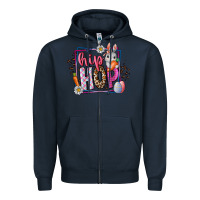 Navy hip hop Zipper Hoodie - CowhideDigitalArt