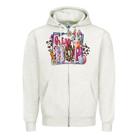 Oatmeal Heather hip hop Zipper Hoodie - CowhideDigitalArt
