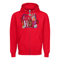 Red hip hop Zipper Hoodie - CowhideDigitalArt