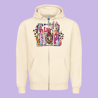 Hip Hop Zipper Hoodie Designed By Cowhidedigitalart