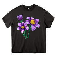 Asphalt Pasque Flower Illustrations Heavy Core Tee - LillyAllenDesigns