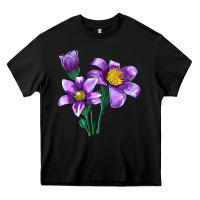 Black Pasque Flower Illustrations Heavy Core Tee - LillyAllenDesigns