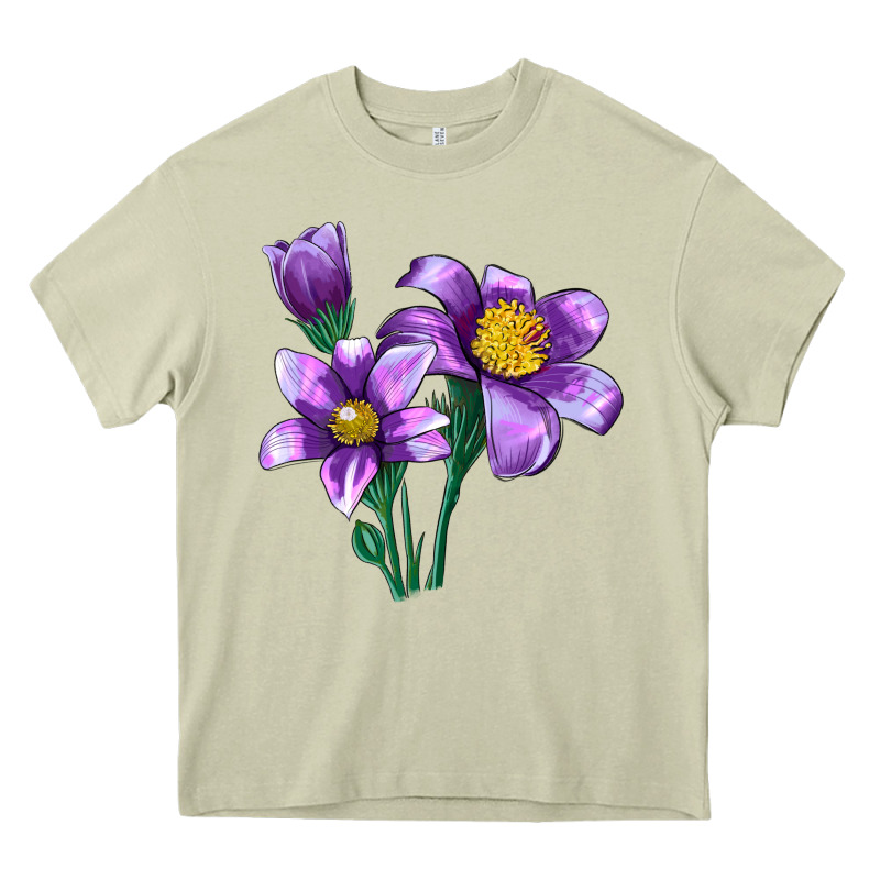 Pasque Flower Illustrations Heavy Core Tee by LillyAllenDesigns | Teevron
