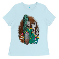 Baby Blue Western Cowhide Cactus Ladies Tee - Bettercallsaul