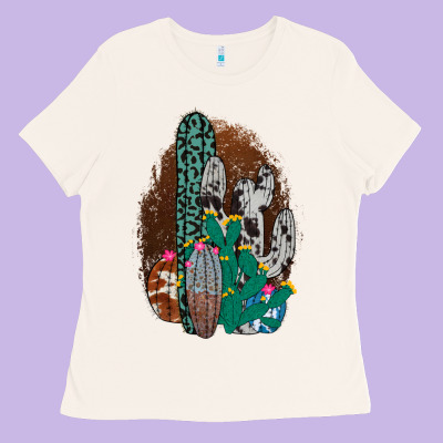 Western Cowhide Cactus Ladies Tee Designed By Bettercallsaul