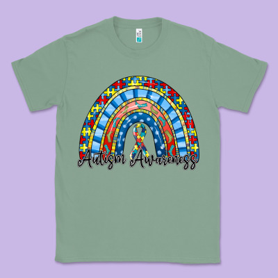 Autism Awareness Rainbow Classic Tee Designed By Racoondesign