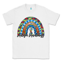 White autism awareness rainbow Classic Tee - RacoonDesign