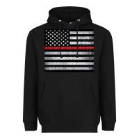 Black thin red line American flag metal floor Heavyweight Hoodie - Artiststas