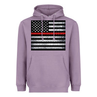 Thin Red Line American Flag Metal Floor Heavyweight Hoodie | Teevron