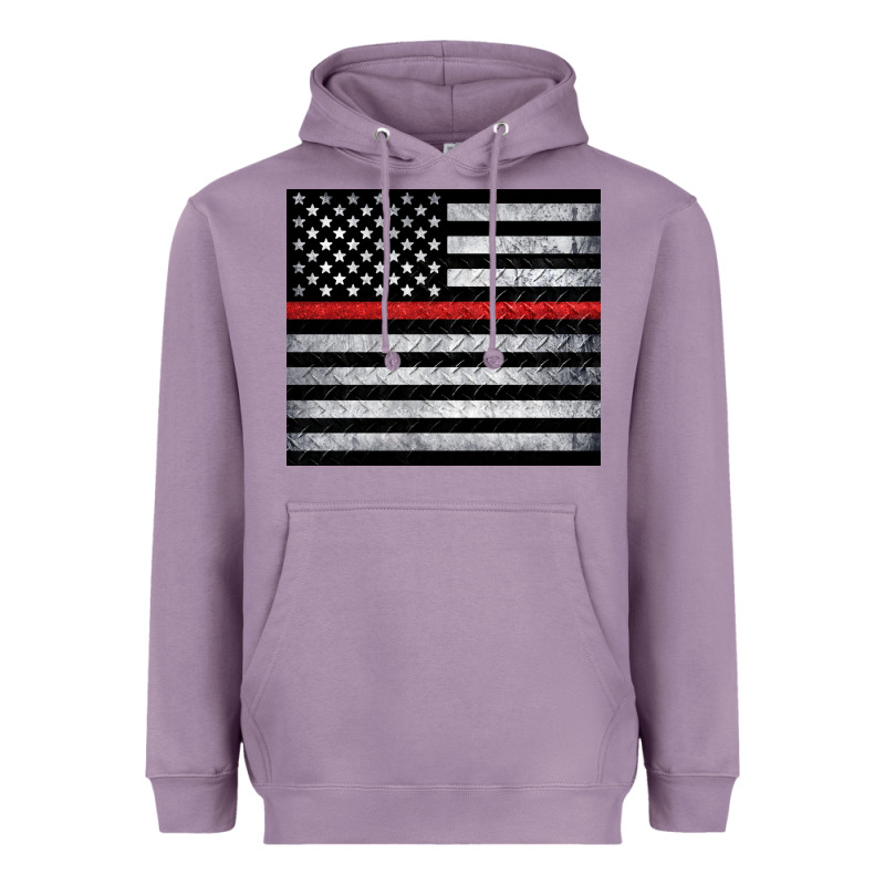 Thin Red Line American Flag Metal Floor Heavyweight Hoodie by Artiststas | Teevron