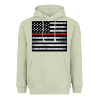 Matcha thin red line American flag metal floor Heavyweight Hoodie - Artiststas