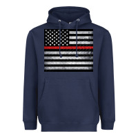 Navy thin red line American flag metal floor Heavyweight Hoodie - Artiststas
