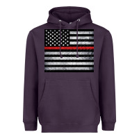 Plum thin red line American flag metal floor Heavyweight Hoodie - Artiststas