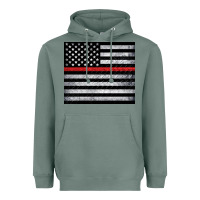 Sage thin red line American flag metal floor Heavyweight Hoodie - Artiststas