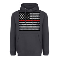 Smoke thin red line American flag metal floor Heavyweight Hoodie - Artiststas