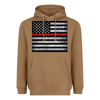 Toasted Coconut thin red line American flag metal floor Heavyweight Hoodie - Artiststas