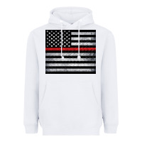White thin red line American flag metal floor Heavyweight Hoodie - Artiststas