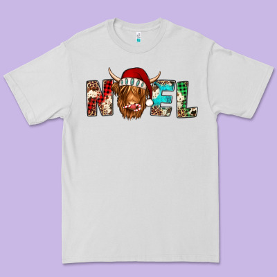 Noel Highland Cow Premium Tee Designed By Jasminsmagicworld