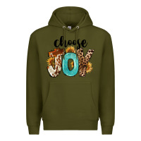 Army Green Choose Joy Premium Hoodie - FaDigitalArtStudio