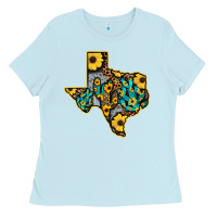 Baby Blue Western Texas Map Ladies Tee - Bettercallsaul