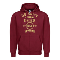 Burgundy US Army Combat Engineer Combat Engineer Veteran Gift Zipper Hoodie - minhPixels