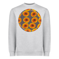 Heather Grey african fabric pattern round earrings 4 Heavyweight Sweatshirt - BundleAndBundleShop