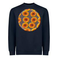 Navy african fabric pattern round earrings 4 Heavyweight Sweatshirt - BundleAndBundleShop