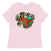 Bubblegum Pink Western Horsehide Texas Flag Ladies Tee - Bettercallsaul