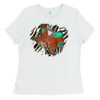 White Western Horsehide Texas Flag Ladies Tee - Bettercallsaul