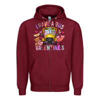 Burgundy i have a bus full of valentines Zipper Hoodie - CowhideDigitalArt