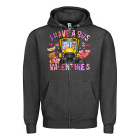 Charcoal Heather i have a bus full of valentines Zipper Hoodie - CowhideDigitalArt