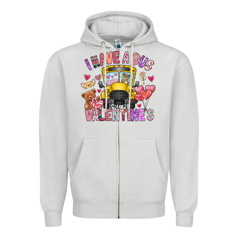I Have A Bus Full Of Valentines Zipper Hoodie by CowhideDigitalArt | Teevron
